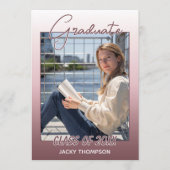 Classy Chic Ombre Mauve Taupe Dark Pink Afstuderen Aankondiging (Voorkant)