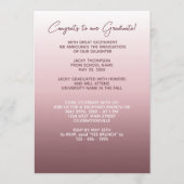 Classy Chic Ombre Mauve Taupe Dark Pink Afstuderen Aankondiging (Achterkant)