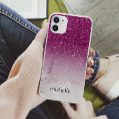 Classy Chic Paars Glitter Ombre Marble Monogram Case-Mate iPhone Case