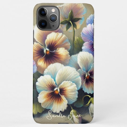Classy Chic Pansies Fine Art Botanische Schilderku iPhone Hoesje (Achterkant)