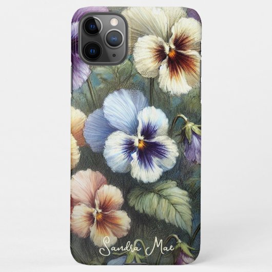 Classy Chic Pansies Fine Art Botanische Schilderku iPhone Hoesje (Achterkant)