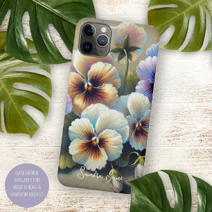 Classy Chic Pansies Fine Art Botanische Schilderku iPhone 11Pro Max Hoesje
