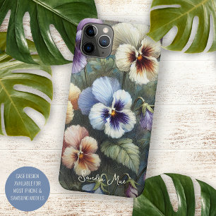 Classy Chic Pansies Fine Art Botanische Schilderku iPhone 11Pro Max Hoesje