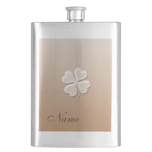 Classy chic pearl geluk shamrock gepersonaliseerd heupfles (Voorkant)