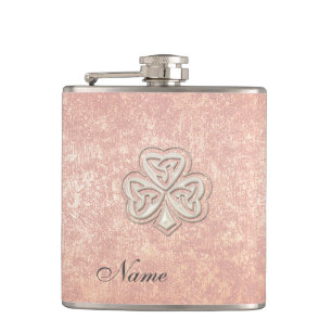 Classy chic pearl geluk shamrock gepersonaliseerd heupfles