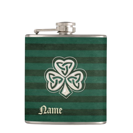 Classy chic pearl geluk shamrock gepersonaliseerd heupfles (Voorkant)