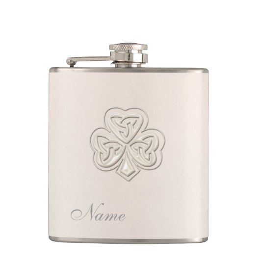 Classy chic pearl geluk shamrock gepersonaliseerd heupfles (Voorkant)