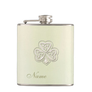 Classy chic pearl geluk shamrock gepersonaliseerd heupfles