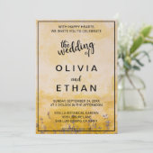 Classy chic rustic yellow dusty floral Wedding Inv Kaart (Staand voorkant)