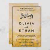 Classy chic rustic yellow dusty floral Wedding Inv Kaart (Voorkant / Achterkant)