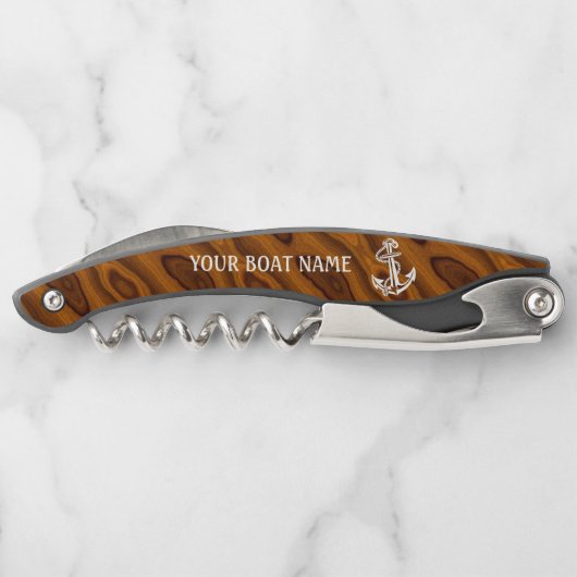 Classy Chic Summer Boat Nautisch Maritiem Anker Kurkentrekker (Achterkant)