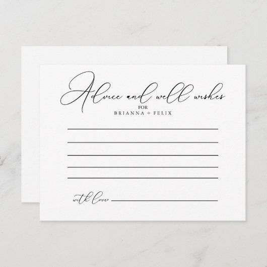 Classy Chic Wedding Advice Card Briefkaart (Voorkant / Achterkant)