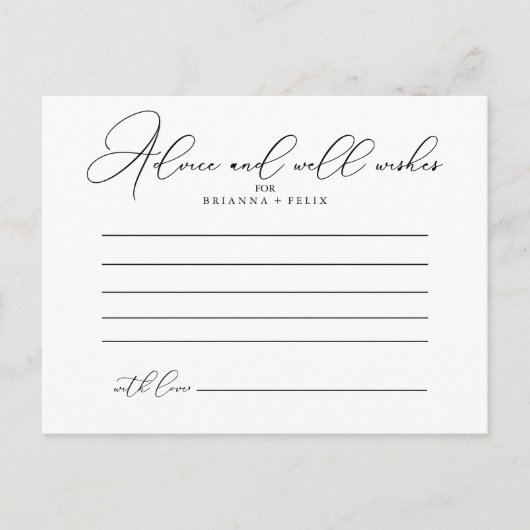 Classy Chic Wedding Advice Card Briefkaart (Voorkant)