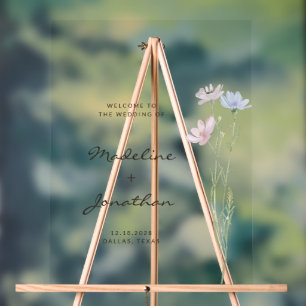 Classy Chic Wildflower Beige Wedding Welkomstbord Acryl Bord