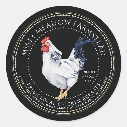 Classy Chicken Parts Label Rooster Farmer (Voorkant)