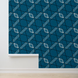 Classy chique deco geometrisch modern donker turqu behang