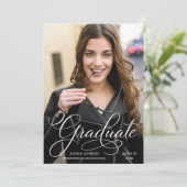Classy Chique Elegant Script PHOTO Graduation Part Kaart (Staand voorkant)