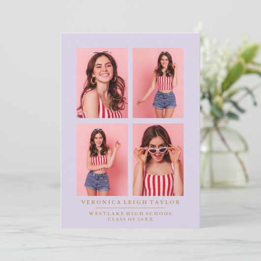 CLASSY CHIQUE FOTOCOLLAGE AFSTUDEREN AANKONDIGING (Staand voorkant)