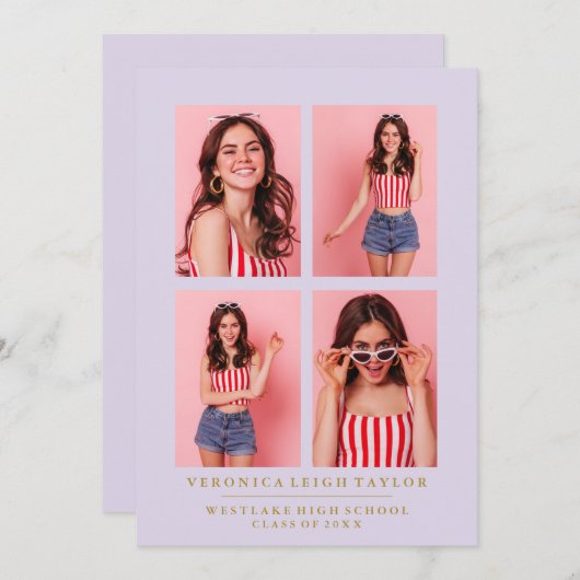 CLASSY CHIQUE FOTOCOLLAGE AFSTUDEREN AANKONDIGING (Voorkant / Achterkant)