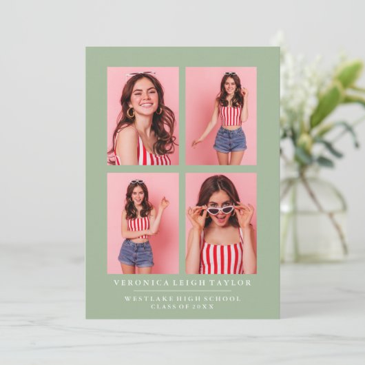 CLASSY CHIQUE FOTOCOLLAGE AFSTUDEREN AANKONDIGING (Staand voorkant)