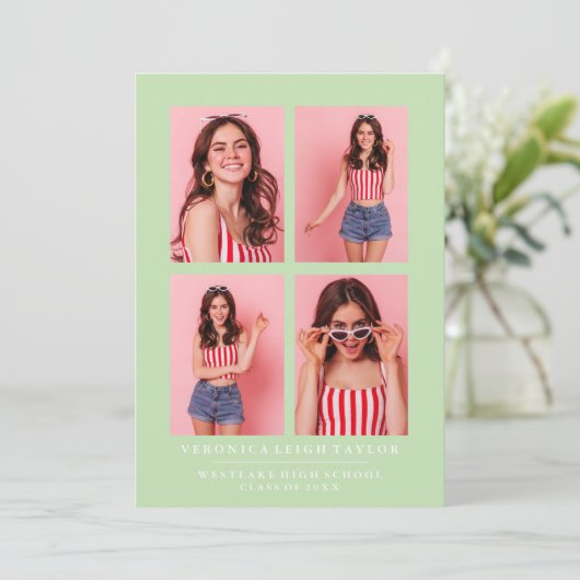 CLASSY CHIQUE FOTOCOLLAGE AFSTUDEREN AANKONDIGING (Staand voorkant)