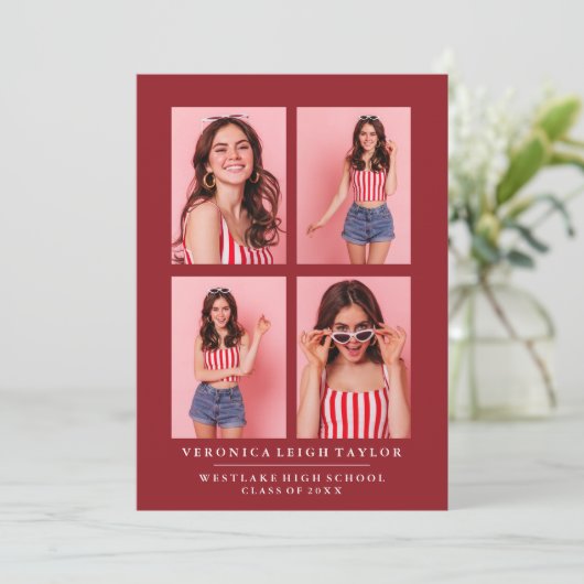 CLASSY CHIQUE FOTOCOLLAGE AFSTUDEREN AANKONDIGING (Staand voorkant)