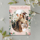 Classy chique hart script foto eerste kerst feestdagenkaart