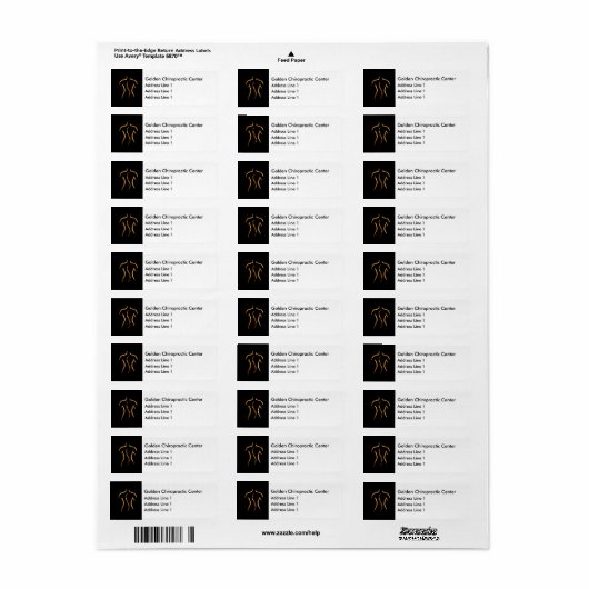 Classy Chiropractor Bulk Return-adreslabels Etiket (Full Sheet)
