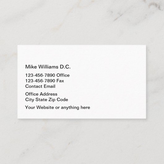 Classy Chiropractor Theme Visitekaartjes (Achterkant)