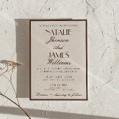 Classy Chocolate Brown Fancy Photo QR Code Wedding Kaart