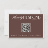 Classy Chocolate Brown Old Money QR Code Wedding RSVP Kaartje (Voorkant)
