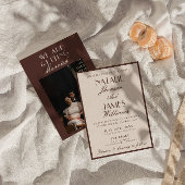 Classy Chocolate Brown Old Money Retro Wedding Kaart