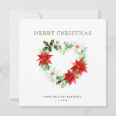 Classy Christmas Floral Monogram Heart Back Photo Feestdagenkaart (Voorkant)