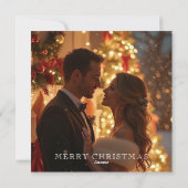 Classy Christmas Floral Monogram Heart Back Photo Feestdagenkaart (Achterkant)