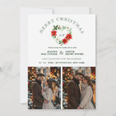 Classy Christmas Floral Monogram Heart Initials Save The Date (Voorkant)