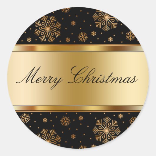 Classy Christmas Theme Gold Tone Sticker Labels (Voorkant)