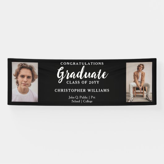 Classy Class of 2023 Script Text 2 Photo - Black Spandoek (Horizontaal)