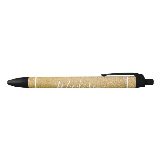 Classy Classic Golden Custom Name Zwarte Inkt Pen (Bovenkant)