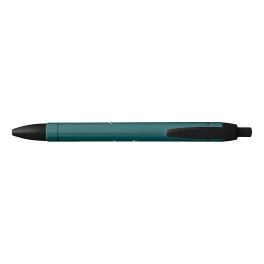Classy Classic Peacock Blue Custom Name Zwarte Inkt Pen (Achterkant)