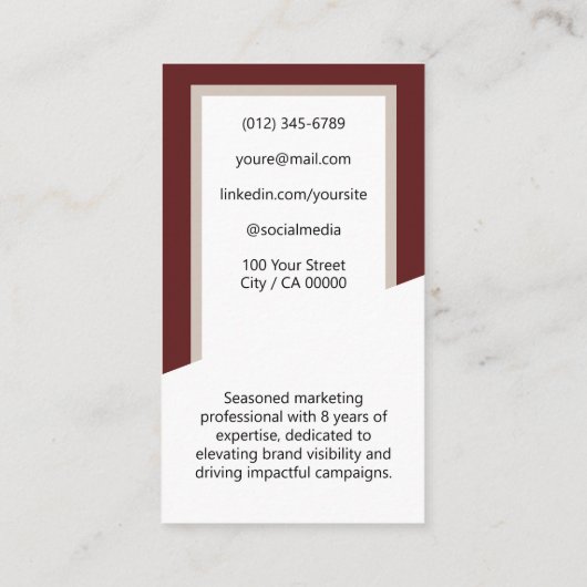 Classy Classic Werkzoekende Bourgogne Rood Wit Lij Visitekaartje (Achterkant)