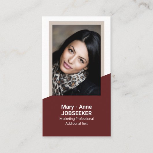 Classy Classic Werkzoekende Bourgogne Rood Wit Lij Visitekaartje (Voorkant)