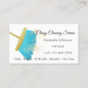 Classy Cleaning Service Elegant Sparkly White Visitekaartje