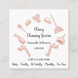 Classy Cleaning Service Gold Logo Maid House Offic Vierkante Visitekaartje