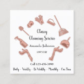 Classy Cleaning Service Gold Logo Maid House Roos Vierkante Visitekaartje (Voorkant)