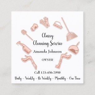 Classy Cleaning Service House Logo Maid Glam Roos Vierkante Visitekaartje