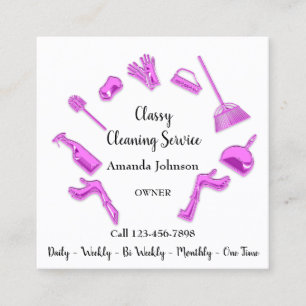 Classy Cleaning Service House Logo Maid Pink Vierkante Visitekaartje