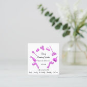 Classy Cleaning Service House Logo Maid Pink Vierkante Visitekaartje (Staand voorkant)