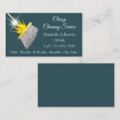 Classy Cleaning Service Maid Blauwgroen Gold Crown Visitekaartje (Voorkant / Achterkant)