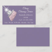 Classy Cleaning Service Maid Broom Crown Paars Visitekaartje (Voorkant / Achterkant)