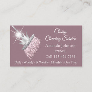 Classy Cleaning Service Maid Broom Crown Roos  Visitekaartje